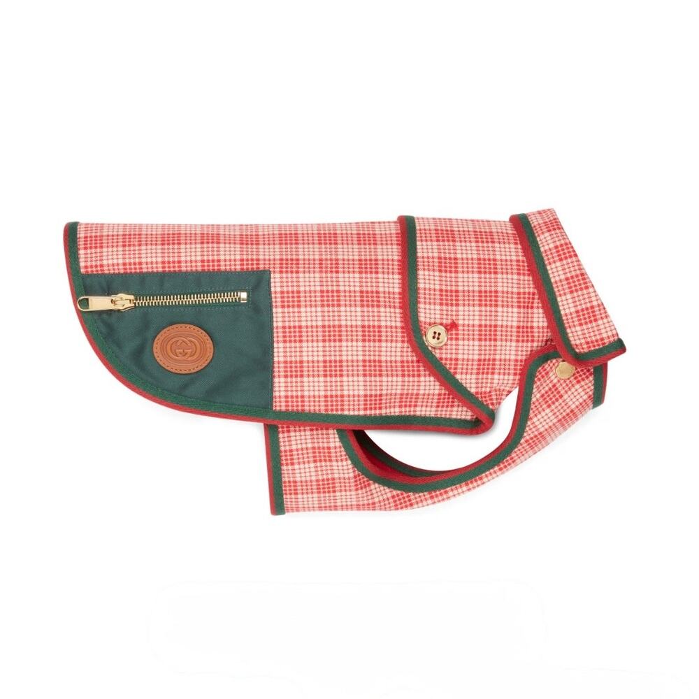 Gucci Tartan Plaid Dog Jacket Red Green White NWT Size L